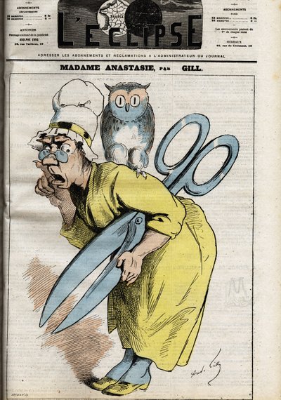 Madame Anastasia met de schaar van censuur door Andre Gill