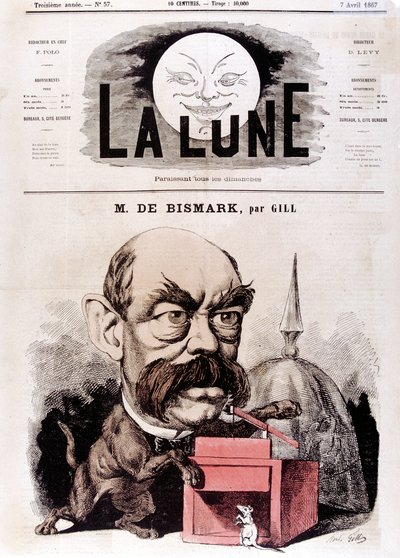 Otto von Bismarck Duitse staatsman, toen conservatieve afgevaardigde en inspecteur van dijken, 1867 door Andre Gill