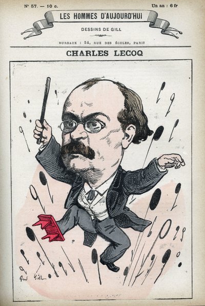 Portret van Alexandre Charles Lecocq (1832-1918), Franse componist. Karikatuur door Gill, Parijs door Andre Gill