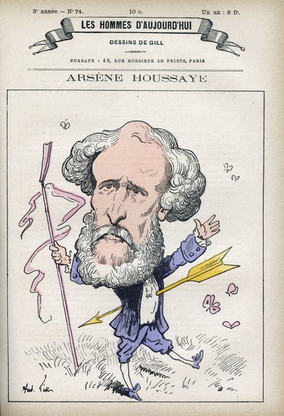 Portret van Arsene Houssaye (1815-1896), Franse letterkundige. Karikatuur door Gill, Parijs door Andre Gill