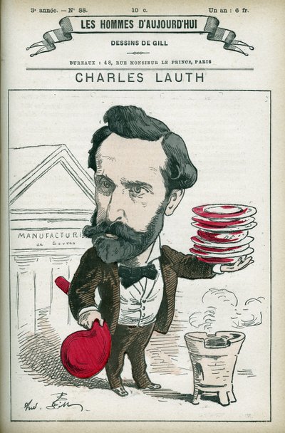 Portret van Charles Lauth (1836-1913), een Franse chemicus, hij was de directeur van de Ecole Superieur de Physique et de Chimie Industrielles (ESPCI) in Parijs. Cartoon door Gill, Parijs door Andre Gill