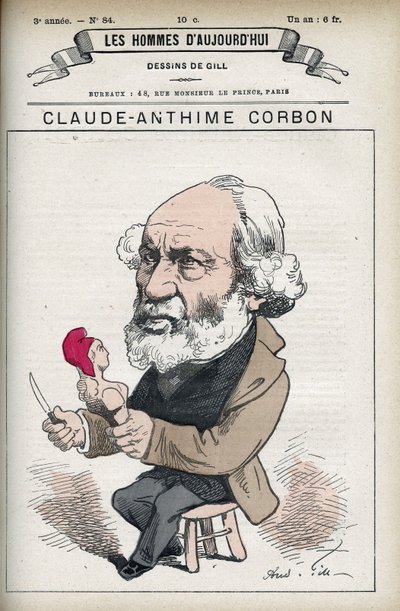 Portret van Claude Anthime Corbon (1808-1891), Franse senator. Karikatuur door Gill in 