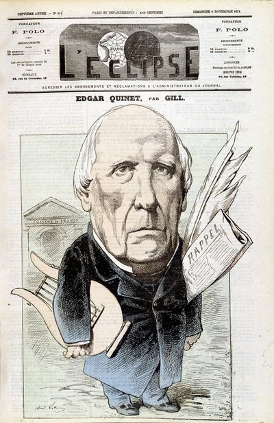 Portret van Edgar Quinet, Franse historicus (1803-1875). In L
