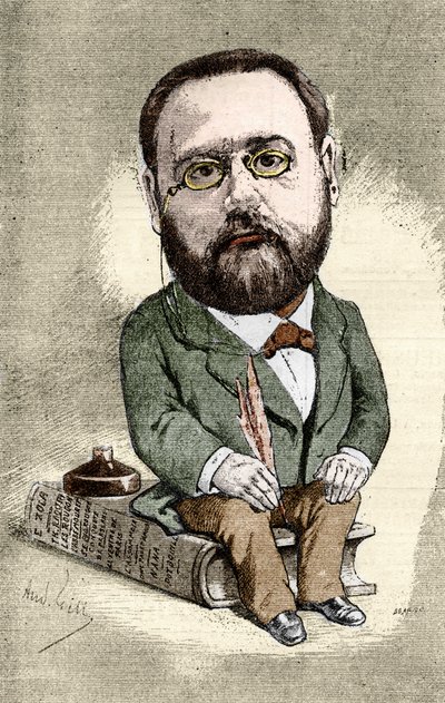 Portret van Emile Zola (1840-1902) Franse schrijver. Cartoon door André Gill voor de Illustere Wereld. door Andre Gill