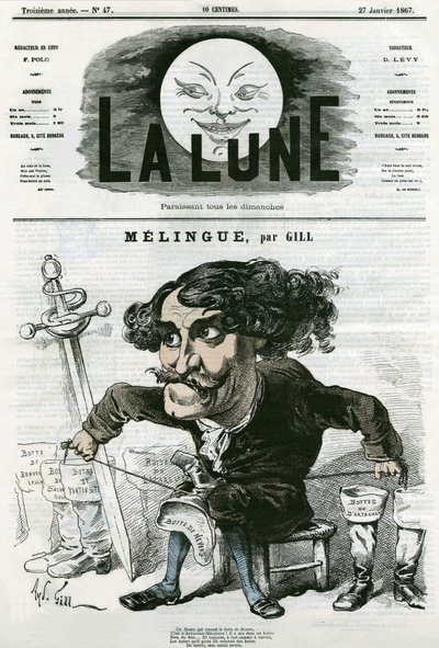 Portret van Etienne Marin Melingue door Andre Gill