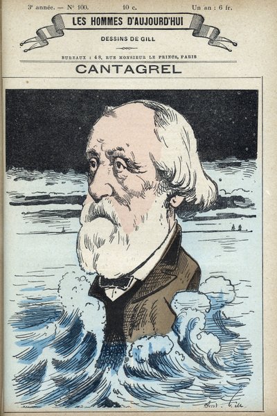 Portret van Felix Francois Jean Cantagrel, man van letters, gemeenteraadslid en afgevaardigde van Parijs. Cartoon door Gill, Parijs door Andre Gill