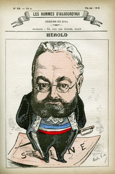 Portret van Ferdinand Herold, Franse politicus. Karikatuur door Gill, Parijs door Andre Gill
