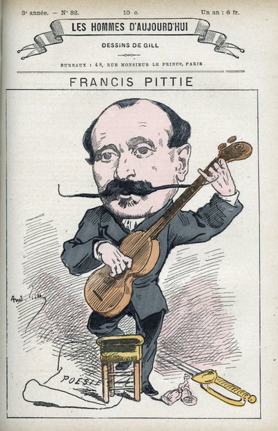 Portret van Francis Pittie, Franse dichter. Karikatuur door Gill, Parijs door Andre Gill