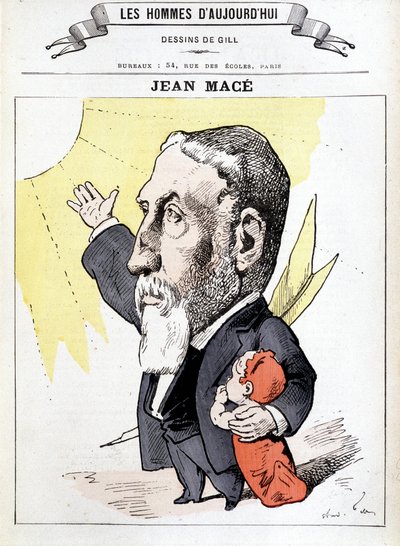 Portret van Jean Macé, Franse pedagoog, oprichter van de Onderwijs Liga (1815-1894). in Les hommes d