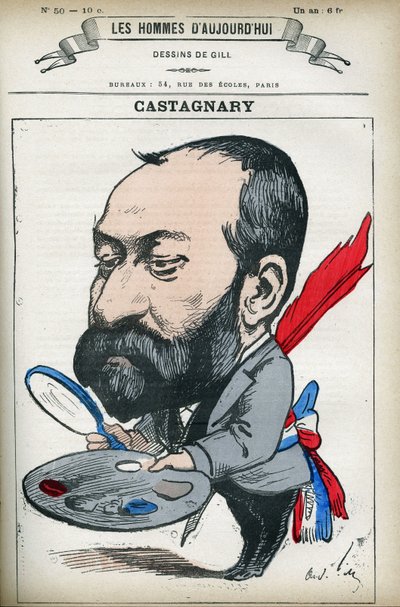 Portret van Jules Castagnary (1830-1888), Franse politicus, advocaat, journalist, amateur en kunstcriticus. Cartoon door Gill, Parijs. door Andre Gill