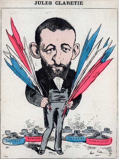 Portret van Jules Claretie (1840-1913), Franse romanschrijver, toneelschrijver en criticus - Karikatuur door Andre Gill, in 