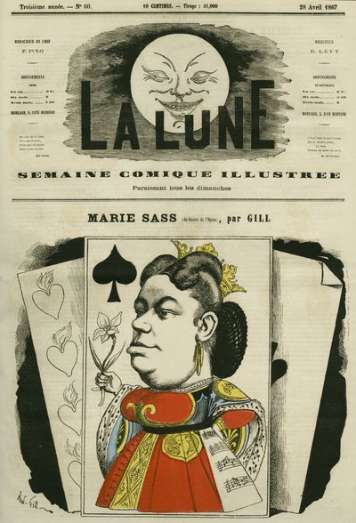 Portret van Marie Sass, zangeres bij het Opera Theater door Andre Gill