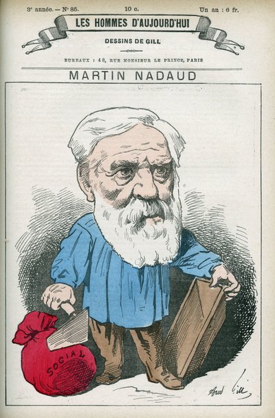 Portret van Martin Nadaud (1815-1898), Franse meester en politicus, hij was afgevaardigde van de Creuse van 1876 tot 1889. Karikatuur door Gill, Parijs door Andre Gill