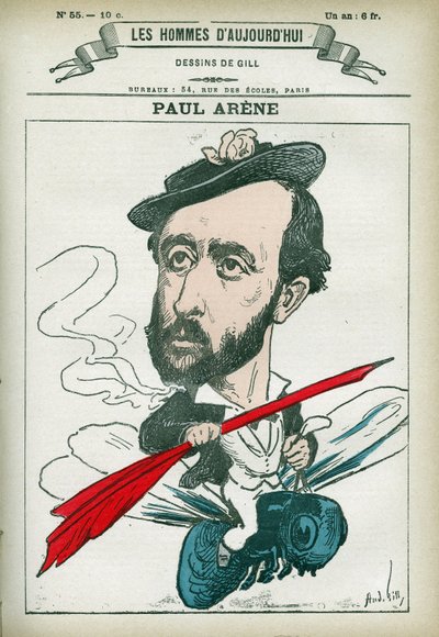 Portret van Paul Arene (1843-1896), Franse dichter en schrijver. Cartoon door Gill, Parijs. door Andre Gill