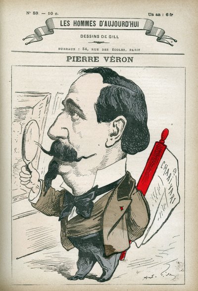 Portret van Pierre Veron (1831-1900), Franse schrijver en dichter. Karikatuur door Gill, Parijs door Andre Gill
