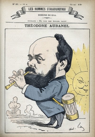 Portret van Theodore Aubanel (1829-1886), Franse drukker en Provençaalse dichter. Cartoon door Gill, Parijs. door Andre Gill