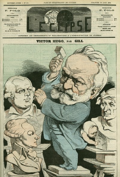 Portret van Victor Hugo (1802-1885), Franse man van letters en politicus. Omslag in 