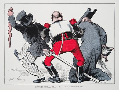 Route naar Rome - ze gingen, knikkend met hun hoofd, uit Geschiedenis van de Derde Republiek, Vol. I, de Politieke Geschiedenis door Andre Gill