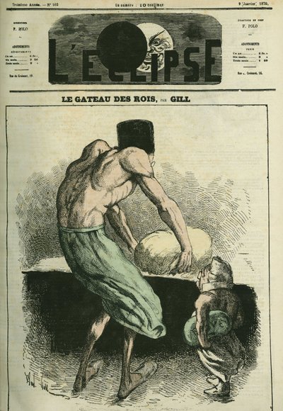 De taart van de koningen, een kneedt het deeg, de ander houdt de boon vast. Omslag in 