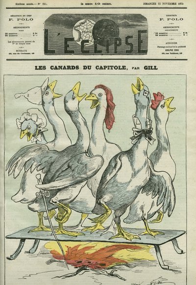 De eenden van het Capitool, karikatuur van de kranten 