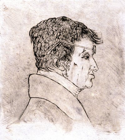 Andre Marie Ampere, zelfportret ca. 1805-1810 door Andre Marie Ampere