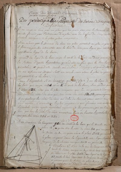 Ms 198 Pagina uit Traité des Sections Coniques door Andre Marie Ampere