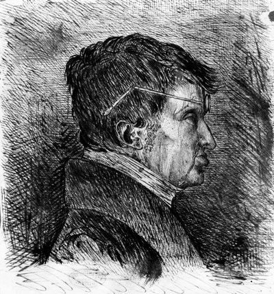 Zelfportret van Andre Marie Ampere 19e eeuw (gravure) door Andre Marie Ampere