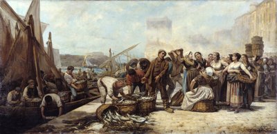 Aankomst van vissers in de Oude Haven van Marseille door Andre Marius Guindon