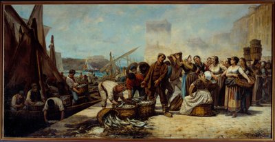 De aankomst van vissers aan de Quai Saint Jean in Marseille door Andre Marius Guindon
