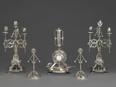Vijfdelige Klok Garnituur, c.1880 door Andre Romain Guilmet