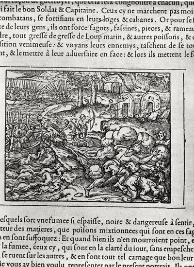Landing, uit Cosmographie universelle door Andre Thevet, 1575 door Andre Thevet