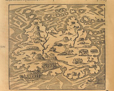 Kaart van Trinity Island in de Antillen, uit Universele kosmografie door Andre Thevet door Andre Thevet