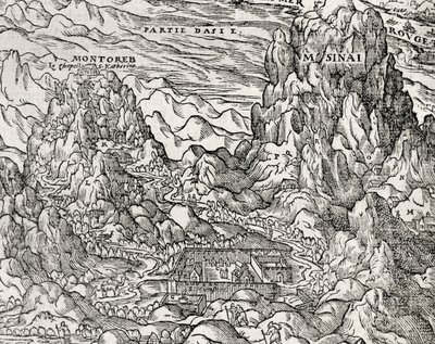 Bergachtig gebied van de Sinaï, gravure door Andre Thevet, Parijs, Frankrijk door Andre Thevet