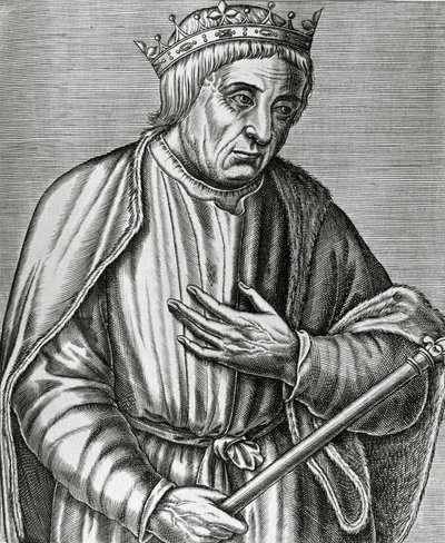 Portret van Casimir III, koning van Polen, bekend als de Grote (1310-1370), gravure uit Les Vrais pourtraits et Vies des Hommes illustres door Andre Thevet