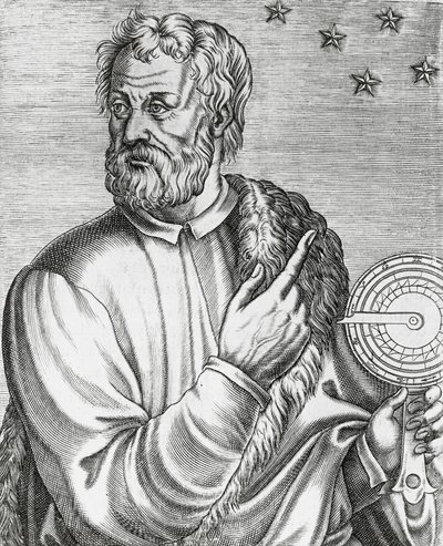 Portret van Christoffel Columbus, Italiaanse navigator, gravure uit Les Vrais portraits et Vies des Hommes illustres door Andre Thevet