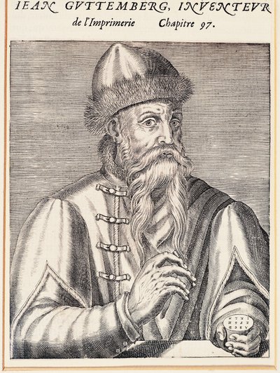 Portret van Johann Gutenberg (Mainz, circa 1394-1399-Mainz) door Andre Thevet