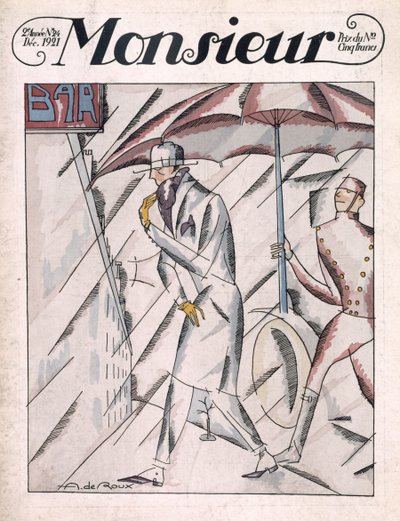 Man in regenjas, vooromslag van 