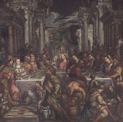 Het bruiloftsfeest te Kana door Andrea Vicentino