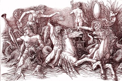 Slag van de Zeegoden naar Andrea Mantegna (1431-1506) door Andrea (after) Mantegna