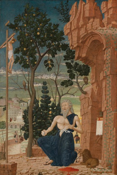 Sint Hiëronymus in de wildernis, ca. 1475 door Andrea (follower of) Mantegna