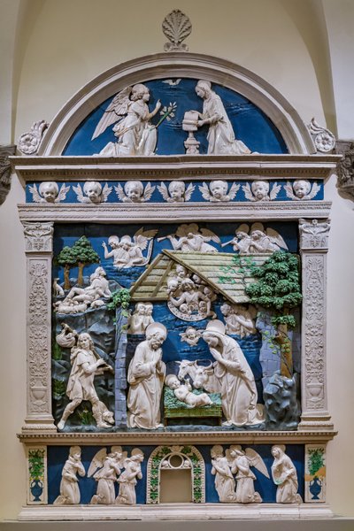 Geboorte, aanbidding van de herders en annunciatie door Andrea (workshop of) Della Robbia