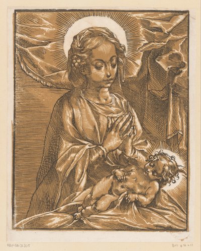Maria aanbidt het Christuskind door Andrea Andreani