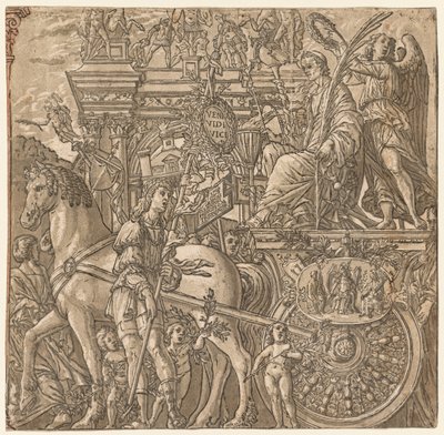 De triomf van Julius Caesar: Caesar triomfantelijk door Andrea Andreani