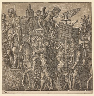 De Triomf van Julius Caesar: Kolossale Beelden en Belegeringsuitrusting door Andrea Andreani