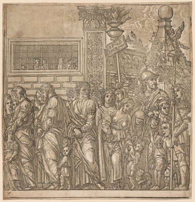 De Triomf van Julius Caesar: Processie van Mannen, Vrouwen en Kinderen door Andrea Andreani