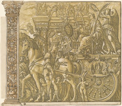 De triomf van Julius Caesar [nr.9 plus 2 kolommen] door Andrea Andreani