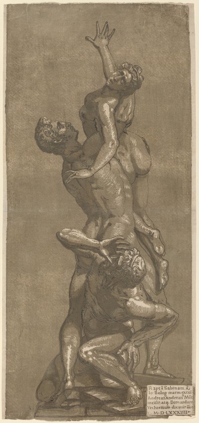 De verkrachting van een Sabijnse vrouw door Andrea Andreani after Giovanni Bologna