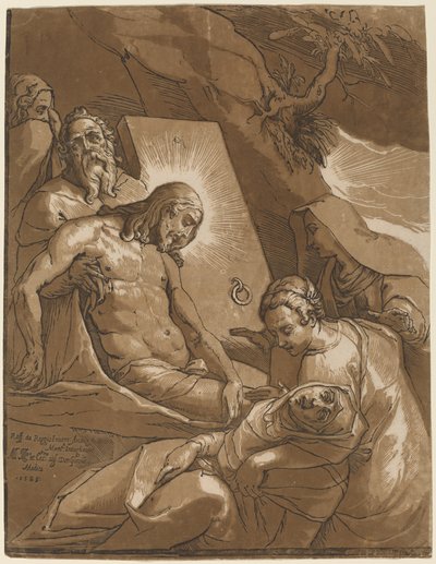 De graflegging door Andrea Andreani after Raffaello Motta
