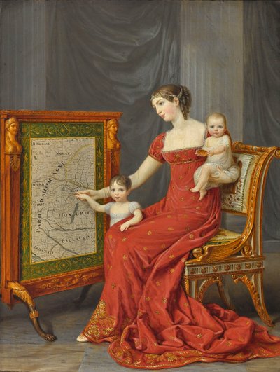 Prinses Augusta van Beieren met haar kinderen Josephine en Eugenie door Andrea Appiani