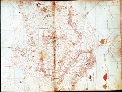 Kaart van Italië door zeeman-cartograaf Andrea Bianco (15e eeuw) door Andrea Bianco